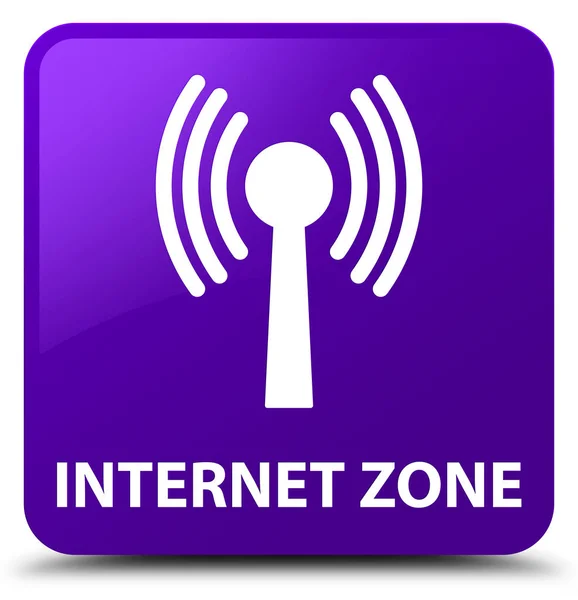 Internet zone (wlan network) purple square button — Stock Photo, Image