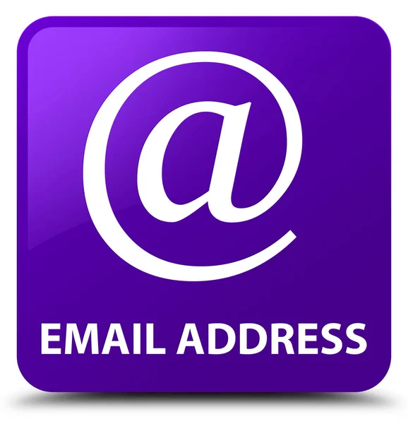E-Mail-Adresse lila quadratischer Knopf — Stockfoto