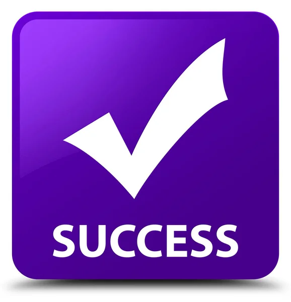 Успіх (перевірена піктограма) фіолетова квадратна кнопка — стокове фото