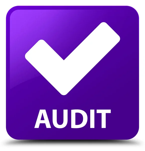 Audit (validare pictogramă) buton pătrat violet — Fotografie, imagine de stoc