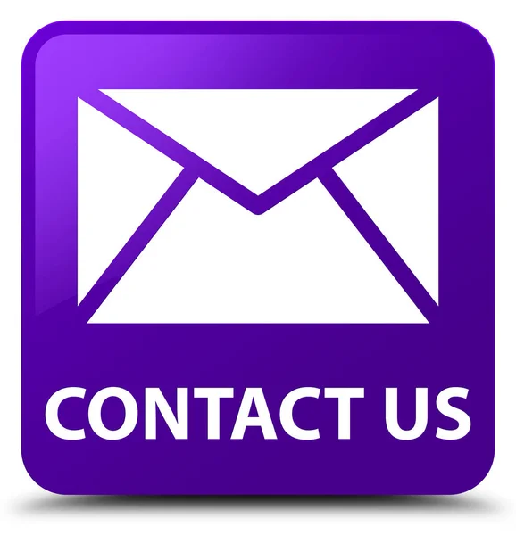 Kontaktujte nás (e-mailu ikona) fialové čtvercové tlačítko — Stock fotografie