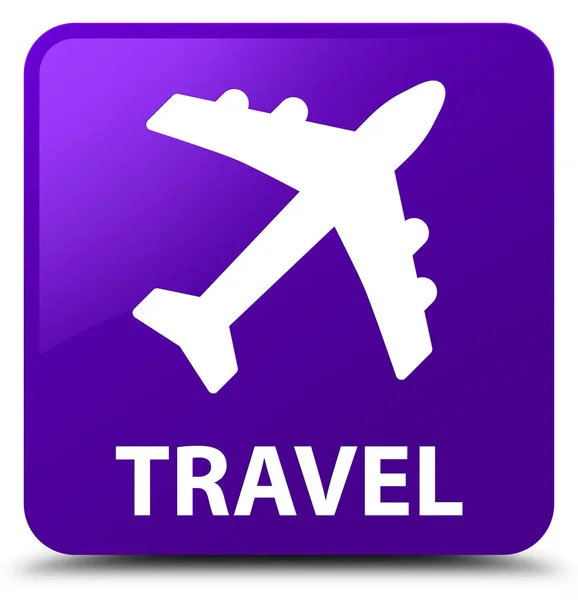 여행 (비행기 아이콘) 보라색 사각형 버튼 — 스톡 사진