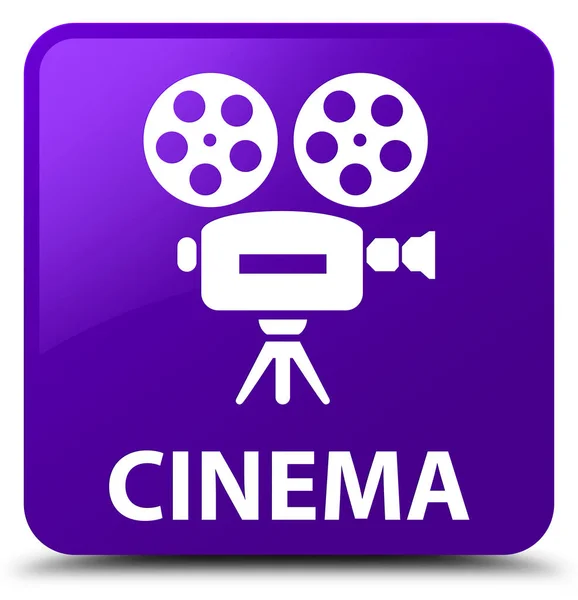 Cine (icono de la cámara de vídeo) botón cuadrado púrpura — Foto de Stock