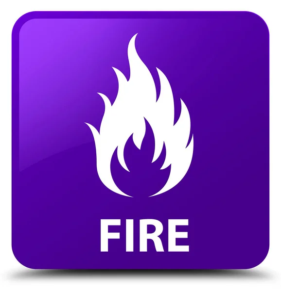 Čtvercové tlačítko oheň fialový — Stock fotografie