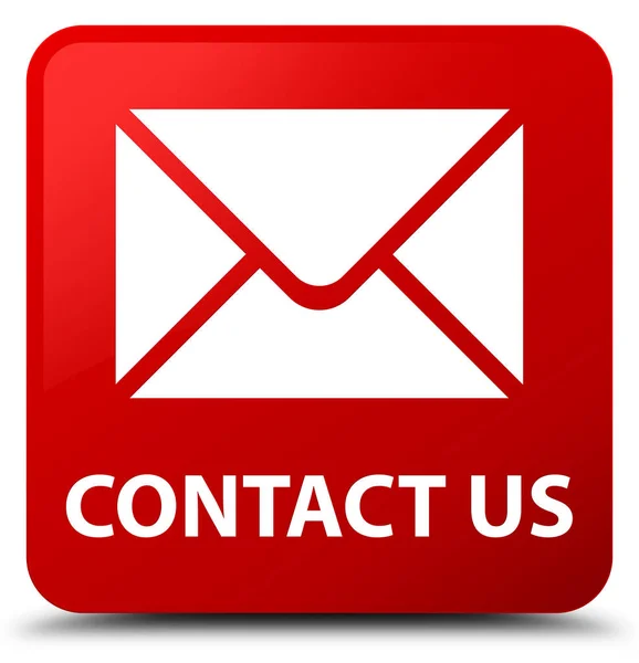Contacte-nos (ícone de e-mail) botão quadrado vermelho — Fotografia de Stock