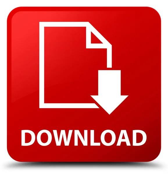 Download (Belge simgesi) kırmızı kare düğme — Stok fotoğraf