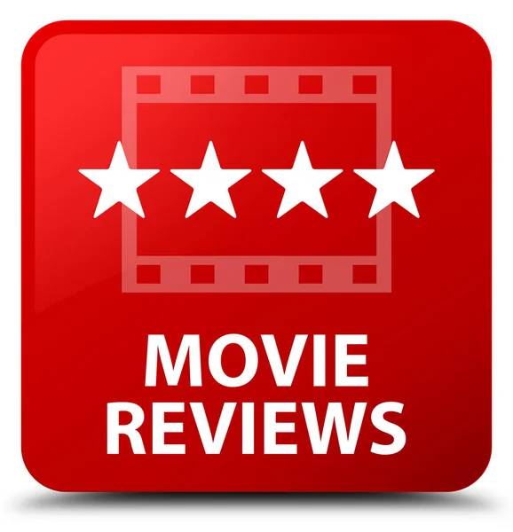 Movie reviews red square button — Stock Photo, Image