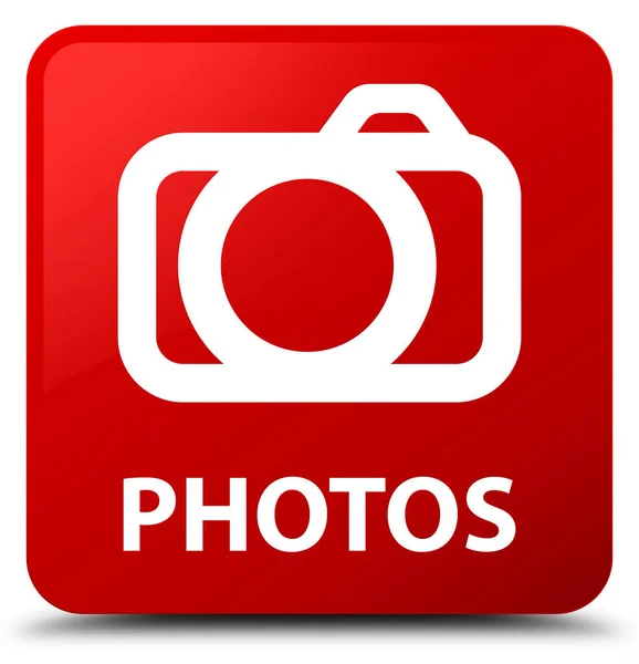 Κόκκινη Πλατεία κουμπί φωτογραφιών (εικονίδιο κάμερας) — Φωτογραφία Αρχείου
