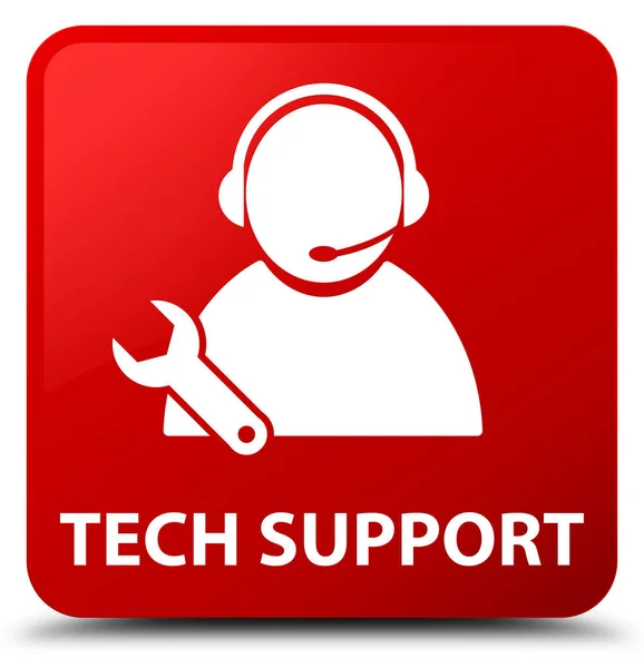 Tech support red square button — Stock Photo, Image