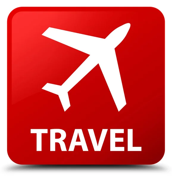 Travel (plane icon) red square button — Stock Photo, Image