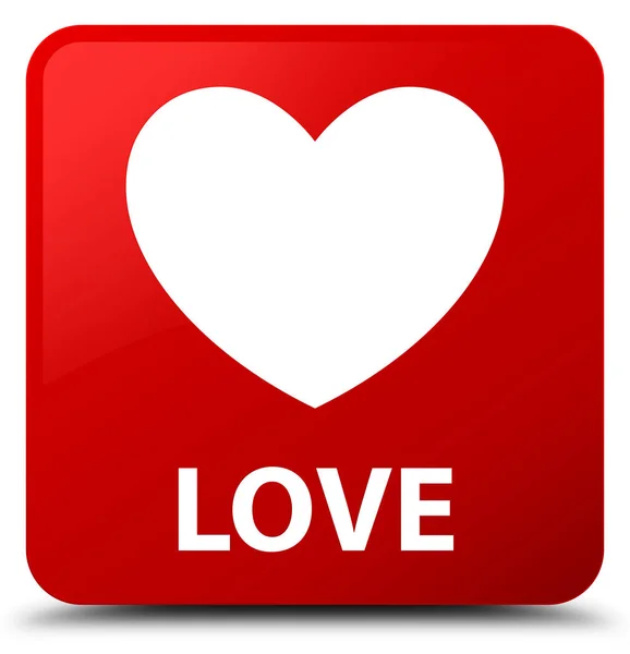Love-piros négyzet gomb — Stock Fotó