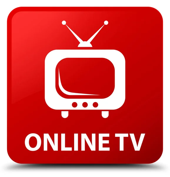 Online tv roter quadratischer Knopf — Stockfoto