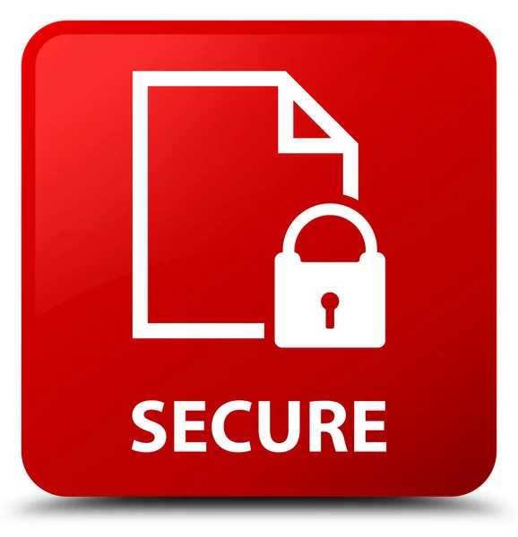 Кнопка безопасной (значок замка на странице документа) красной квадратной формы — стоковое фото