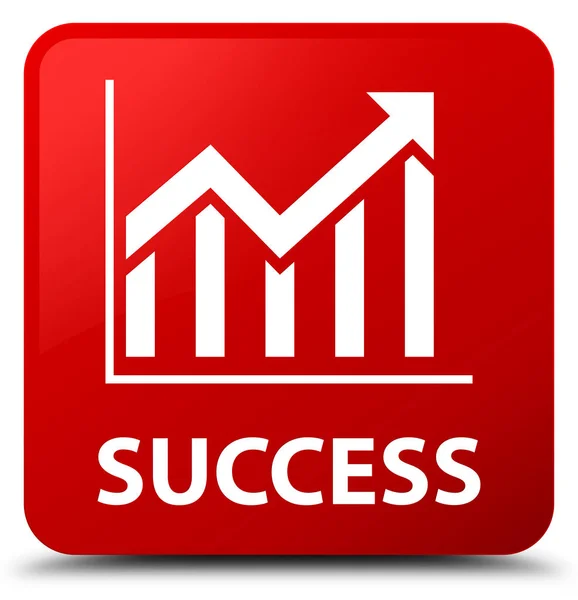 Sucesso (ícone de estatísticas) botão quadrado vermelho — Fotografia de Stock
