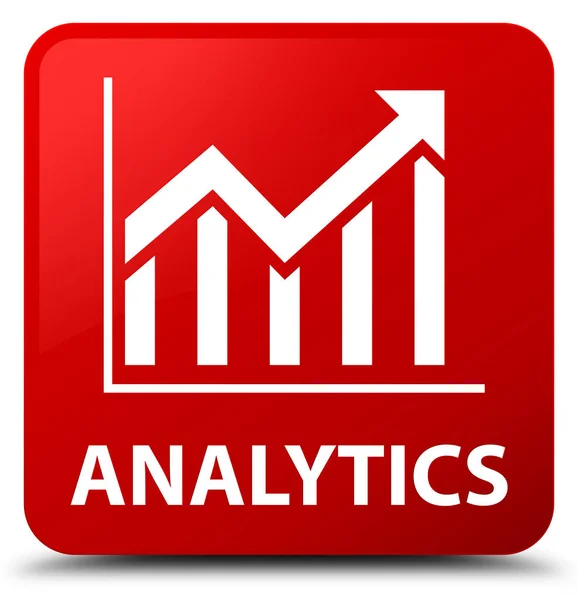 Przycisk czerwony kwadrat Analytics (statystyki ikona) — Zdjęcie stockowe