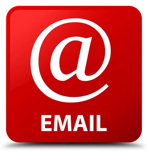 电子邮件 （地址图标） 红色方形按钮 — 图库照片