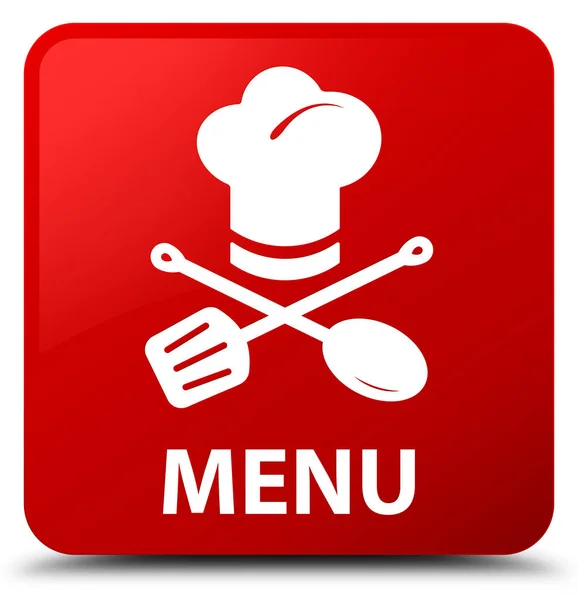 Menü (Restoran simgesi) kırmızı kare düğmesi — Stok fotoğraf