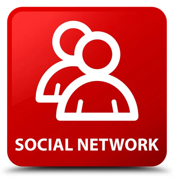 Rede social (ícone de grupo) botão quadrado vermelho — Fotografia de Stock