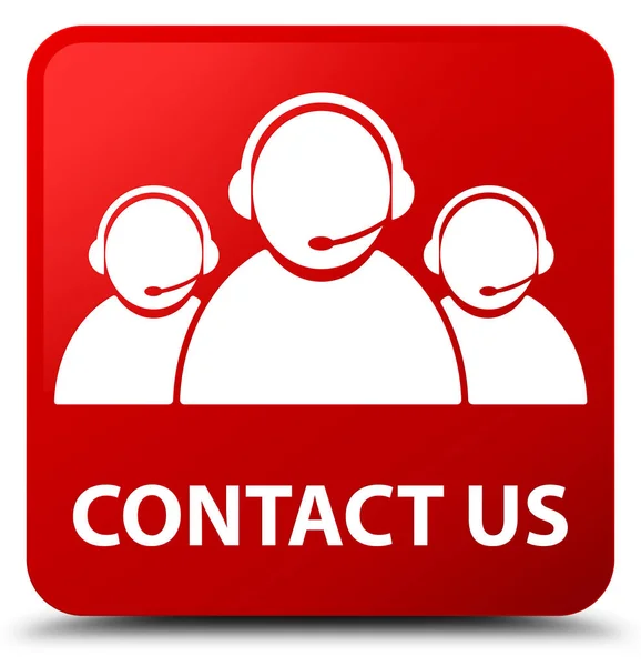 Contact us (customer care team icon) red square button — Stock Photo, Image