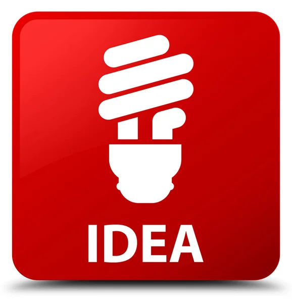 Ide (ikon bola lampu) tombol bujur sangkar merah — Stok Foto