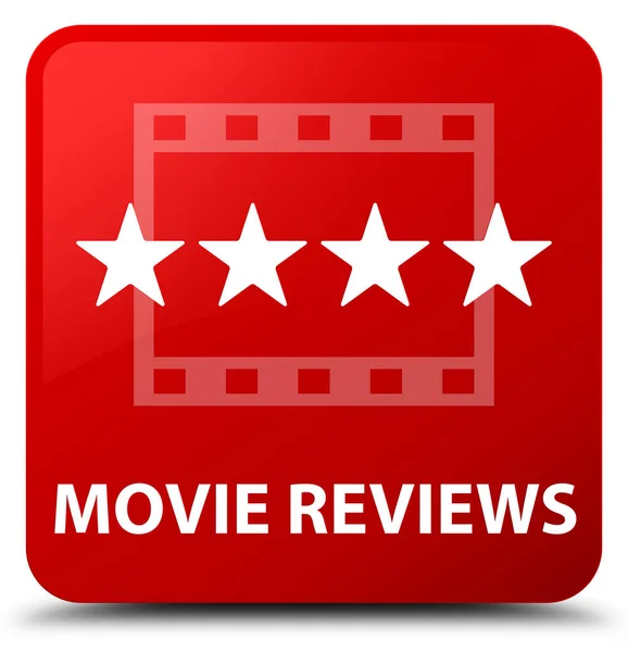 Movie reviews red square button — Stock Photo, Image