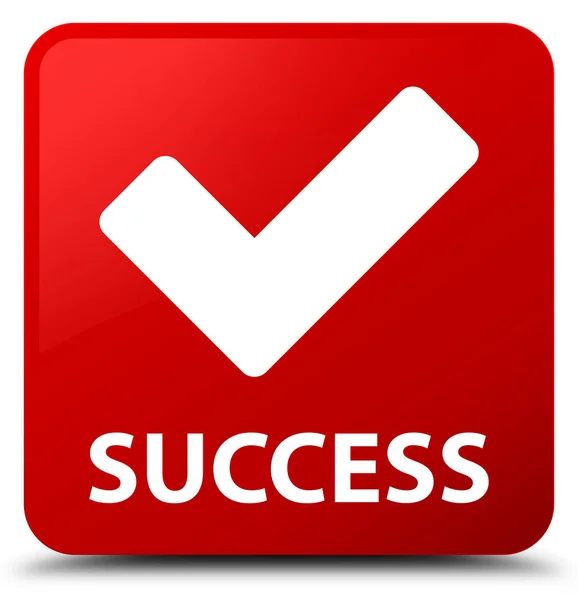 Успіх (правильна піктограма) червона квадратна кнопка — стокове фото