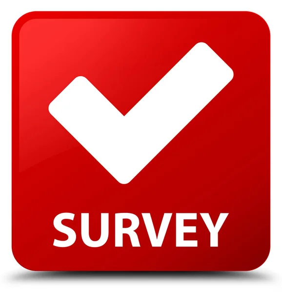 Survey (validate icon) red square button — Stock Photo, Image