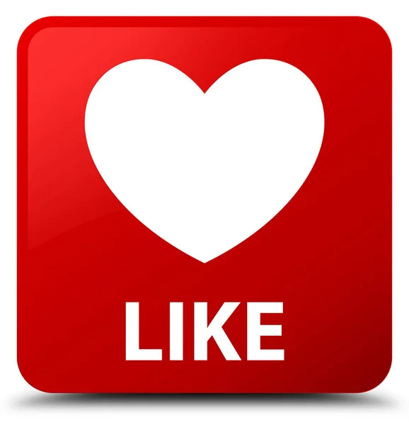 Like (heart icon) red square button — Stock Photo, Image