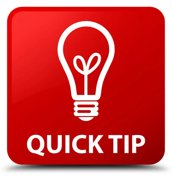 Quick tip (bulb icon) red square button — Stock Photo, Image