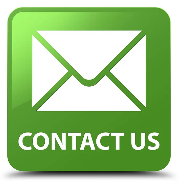 Зв'язатися з нами (іконка електронної пошти) м'яка зелена квадратна кнопка — стокове фото
