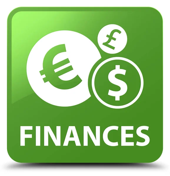 財政 (ユーロ記号) 柔らかい緑色の正方形ボタン — ストック写真