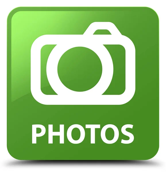 Μαλακό πράσινο τετράγωνο κουμπί φωτογραφίες (εικονίδιο κάμερας) — Φωτογραφία Αρχείου