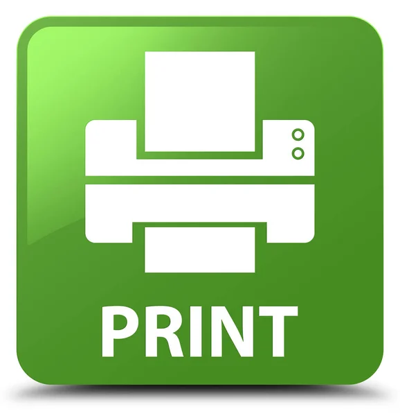 Imprimir (icono de la impresora) botón cuadrado verde suave — Foto de Stock