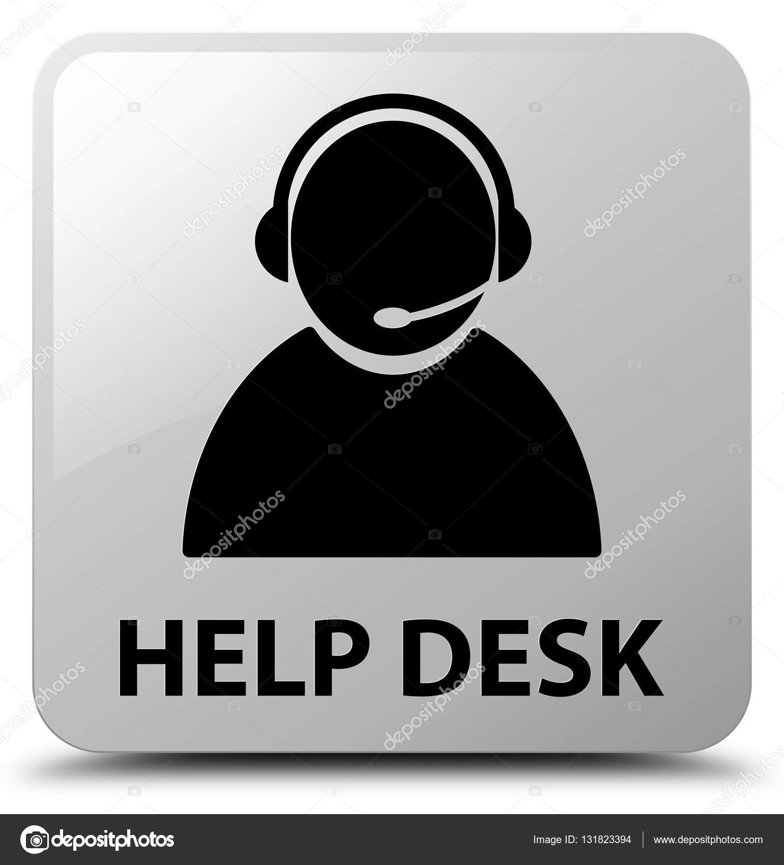 Help Desk Customer Care Icon White Square Button Stock Photo