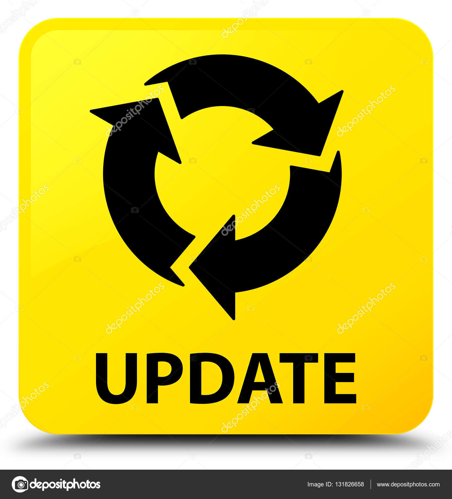 Atualização (ícone de atualização) botão quadrado amarelo — Foto ©  FR_Design #131826658, image size:1541x1700