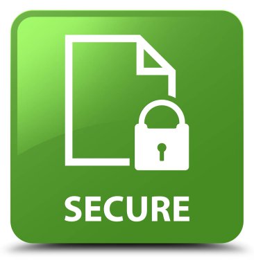 (Belge sayfa asma kilit simgesi) yumuşak yeşil kare düğme güvenli