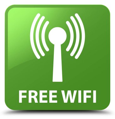 Ücretsiz wifi (wlan ağ) yumuşak yeşil kare düğme