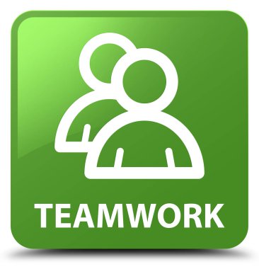 Ekip çalışması (grup simgesi) yumuşak yeşil kare düğme
