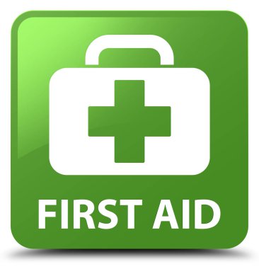 İlk yardım yumuşak yeşil kare düğme