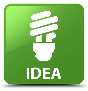 Fikir (ampul simgesi) yumuşak yeşil kare düğme