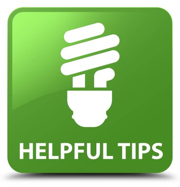 Yararlı ipuçları (ampul simgesi) yumuşak yeşil kare düğme
