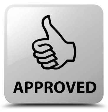 Onaylı (Yaşasın simgesi) kare düğme beyaz