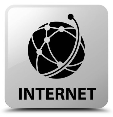 Internet (küresel ağ simgesini) beyaz kare düğme