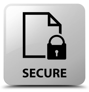 (Belge sayfa asma kilit simgesi) güvenli beyaz kare düğme