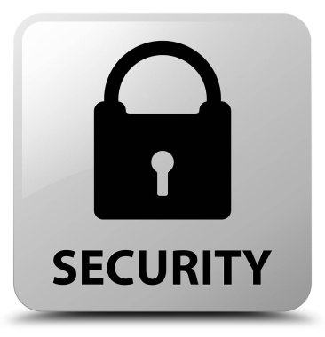 Güvenlik (asma kilit simgesi) beyaz kare düğme