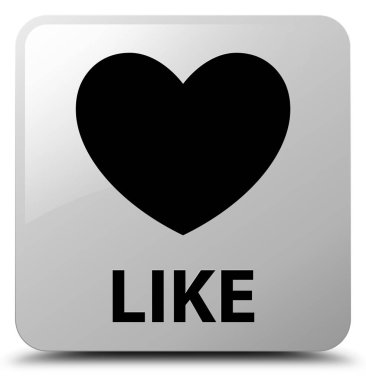 (Kalp simgesi) Beyaz gibi kare düğme