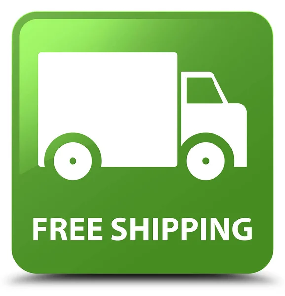 Free shipping soft green square button — Stock Photo, Image