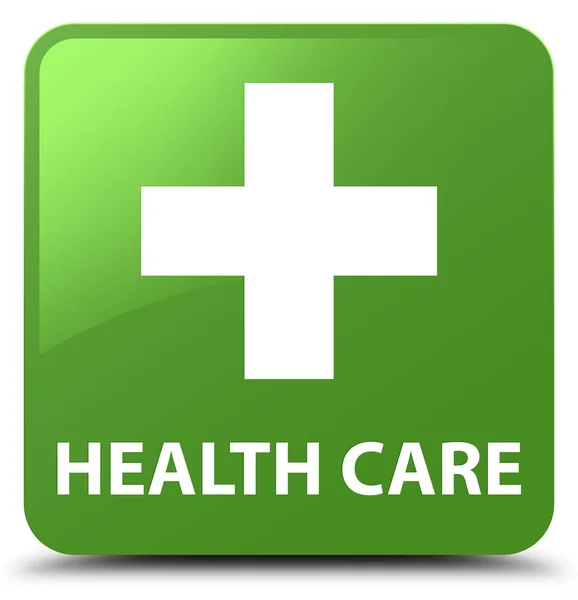 Health care (plus sign) soft green square button — Stock Photo, Image