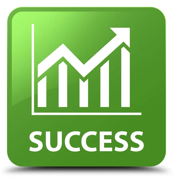 Sucesso (ícone de estatísticas) botão quadrado verde suave — Fotografia de Stock