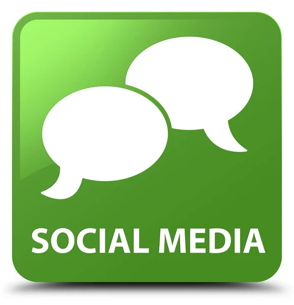 Redes sociales (icono de burbuja de chat) botón cuadrado verde suave — Foto de Stock
